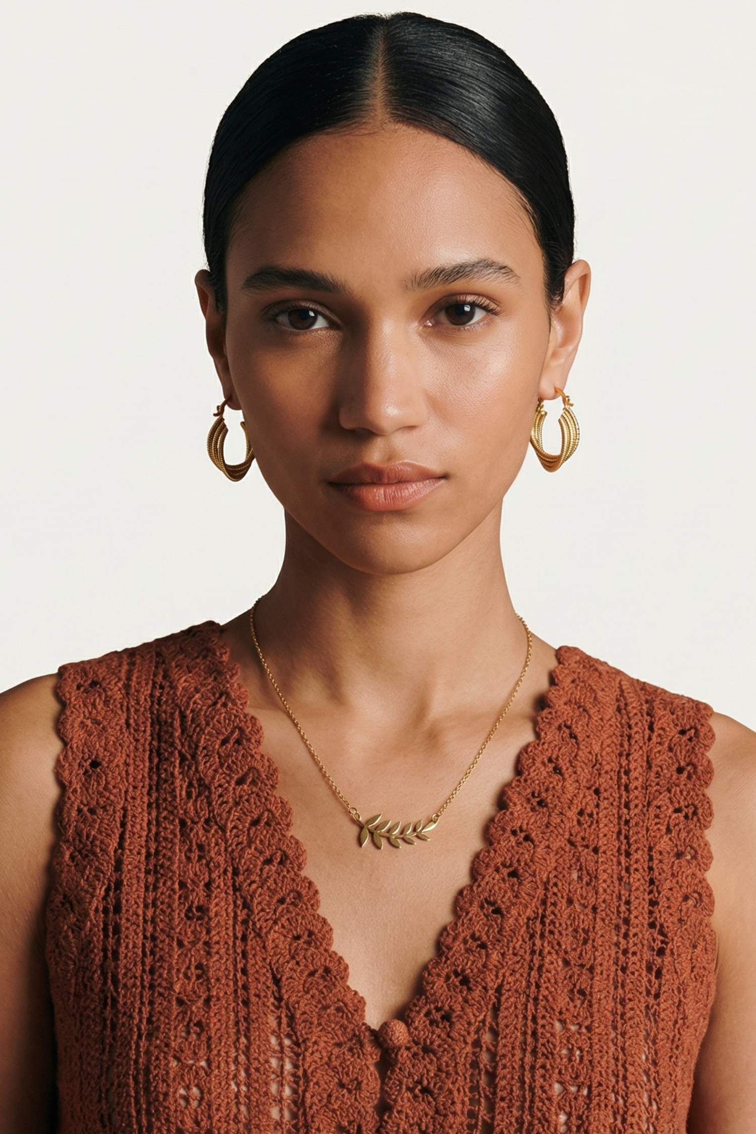 Collier feuille doré femme en plaqué or 18 carats bijou nature élégant – Jossepo