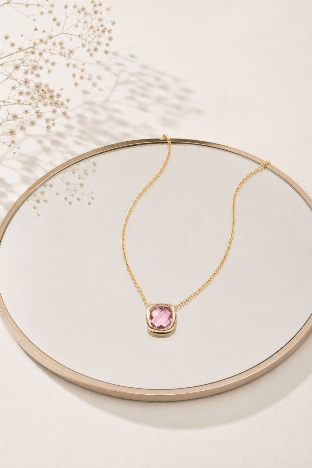 Collier Fraise plaqué or 18 carats zirconia rose élégante femme – Jossepo