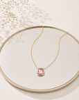 Collier Fraise plaqué or 18 carats zirconia rose élégante femme – Jossepo