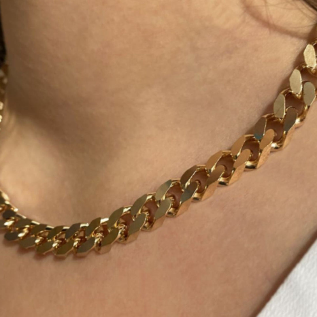 Collier gourmette classique doré en plaqué or 18 carats – Jossepo