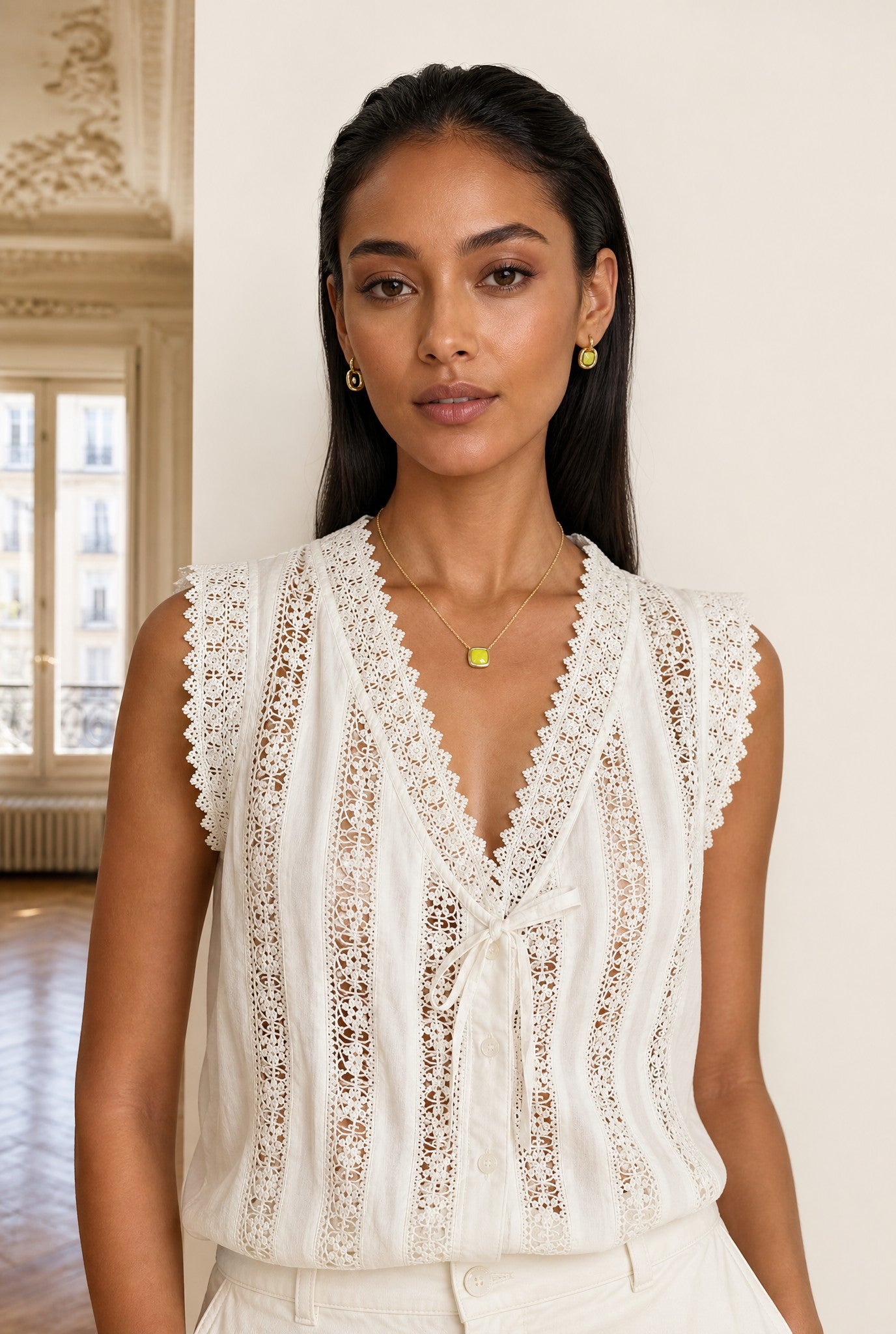 Collier Kiwi tendance femme pierre verte plaqué or – Jossepo
