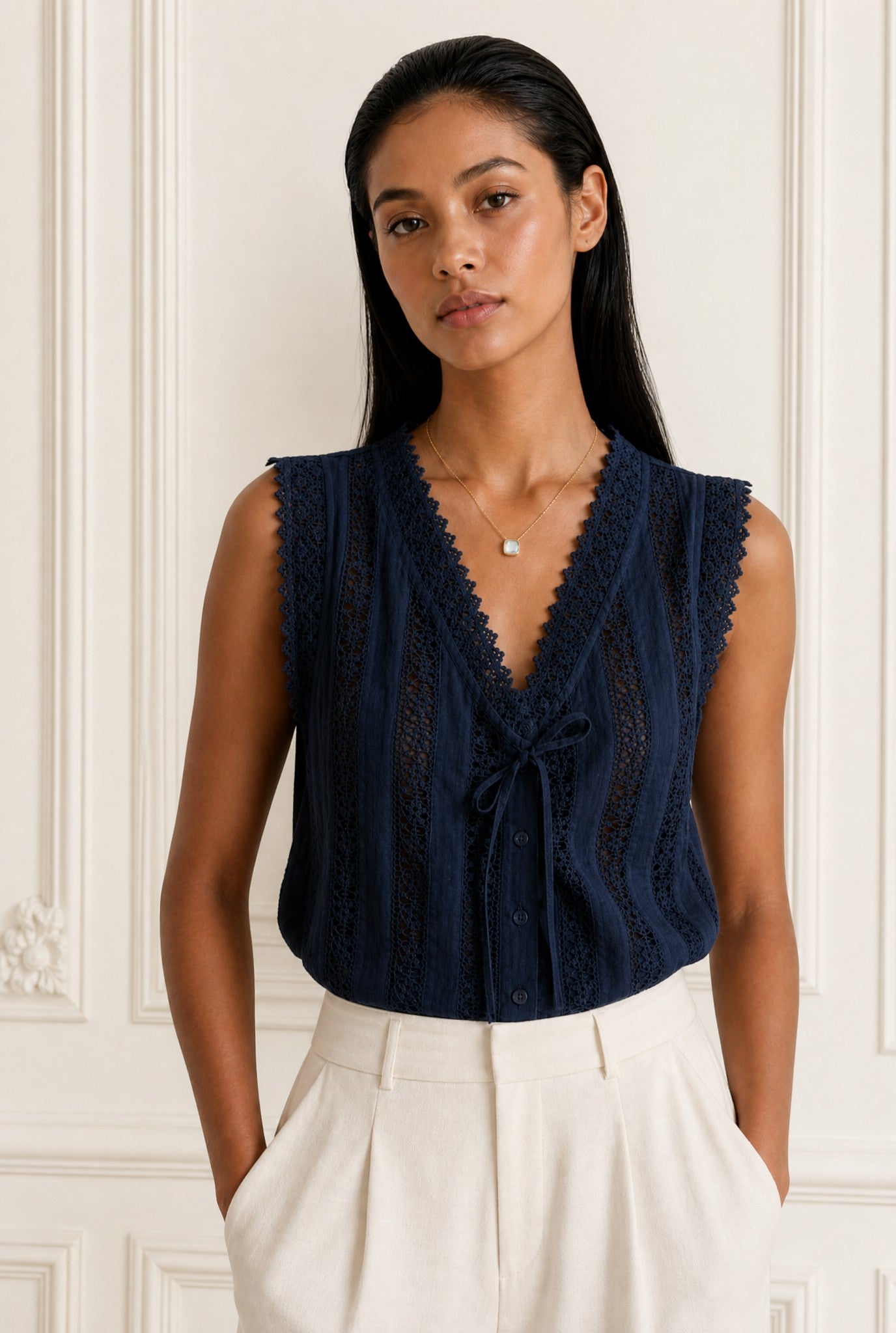 Collier Litchi tendance femme pierre blanche plaqué or – Jossepo