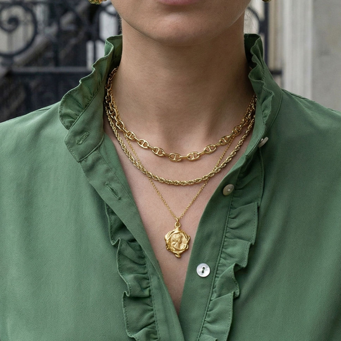 Collier Loren plaqué or 18 carats tendance femme – Jossepo