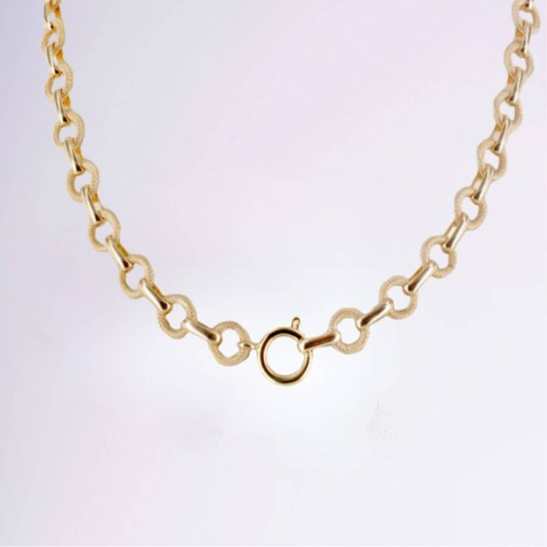 Collier doré à maillons ronds avec fermoir anneau en plaqué or 18 carats – Jossepo