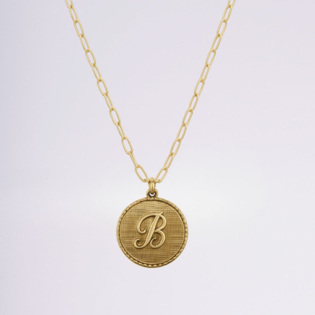 Collier médaille dorée avec initiale B en plaqué or 18 carats – Jossepo