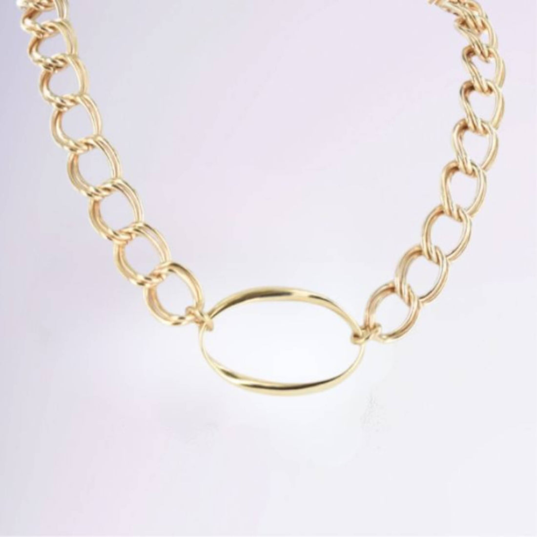 Collier à maillons avec anneau central en plaqué or 18 carats, résistant à l’eau – Jossepo