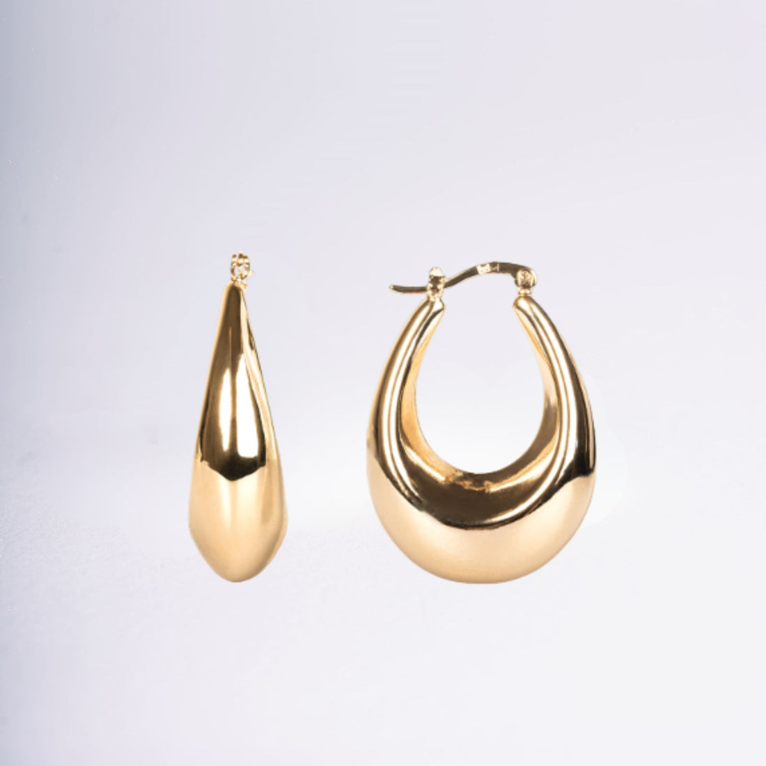 Créoles dorées en forme de goutte large en plaqué or 18 carats – Jossepo