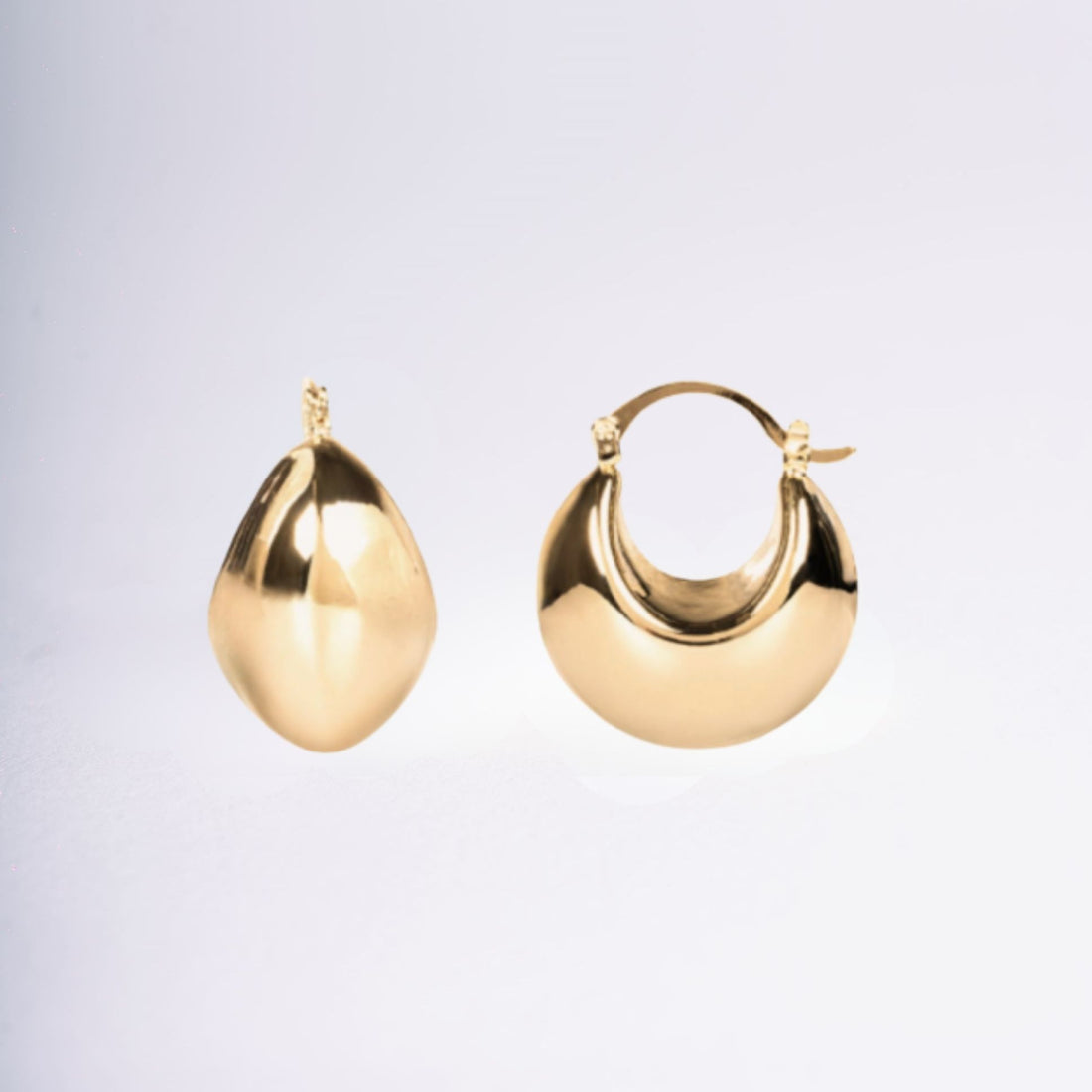 Créoles dorées en forme de goutte pleine en plaqué or 18 carats – Jossepo