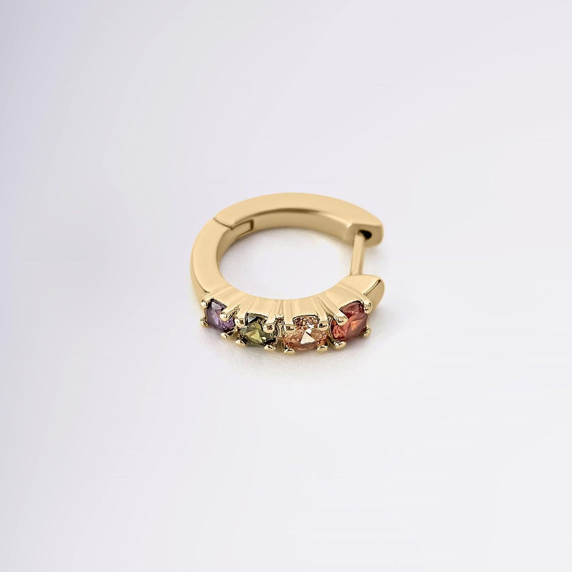 Earcuff rainbow bijou multicolore élégant en plaqué or – Jossepo