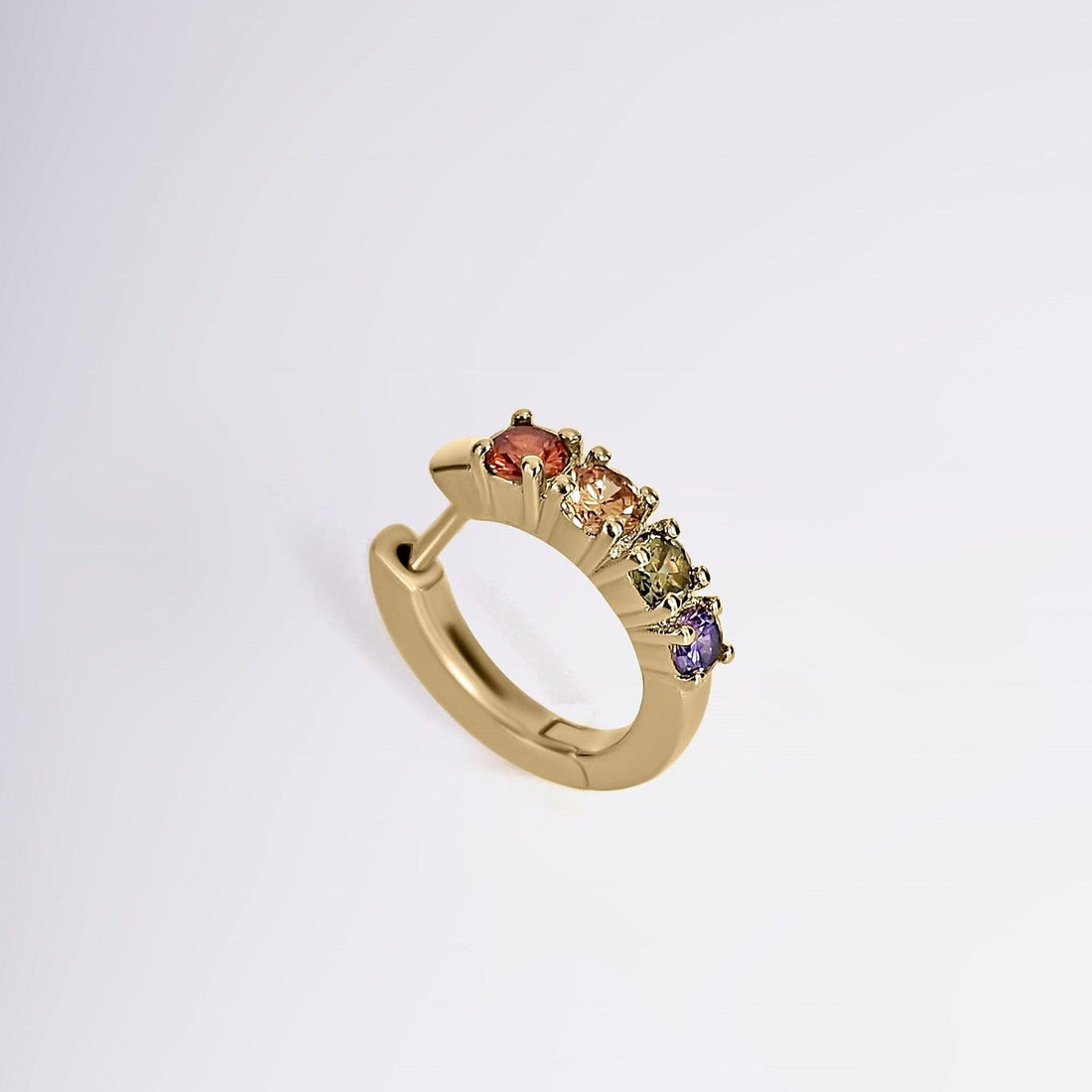 Earcuff rainbow doré avec cristaux colorés en plaqué or 18 carats – Jossepo