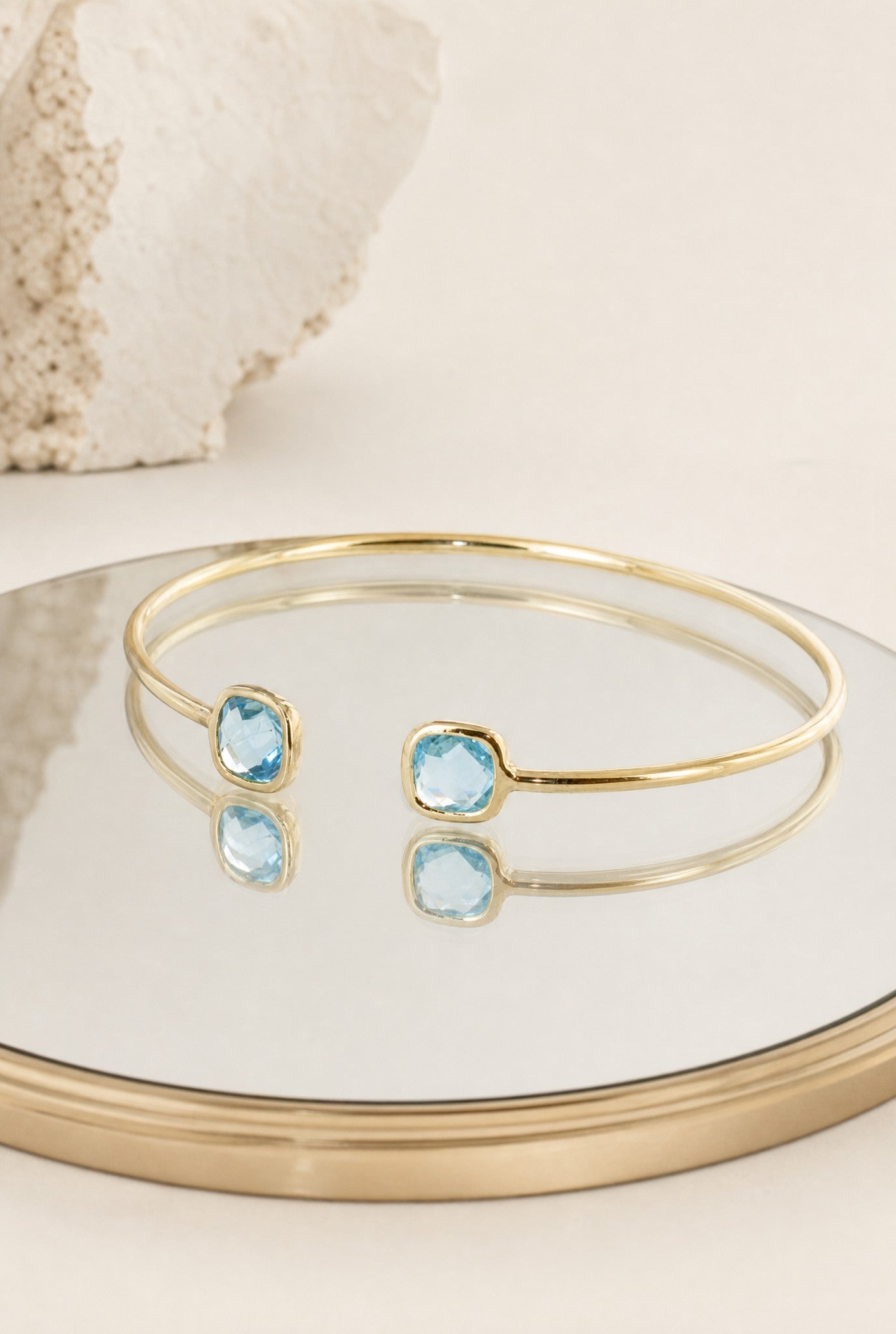 Jonc Azul plaqué or 18 carats pierre bleue élégante femme – Jossepo