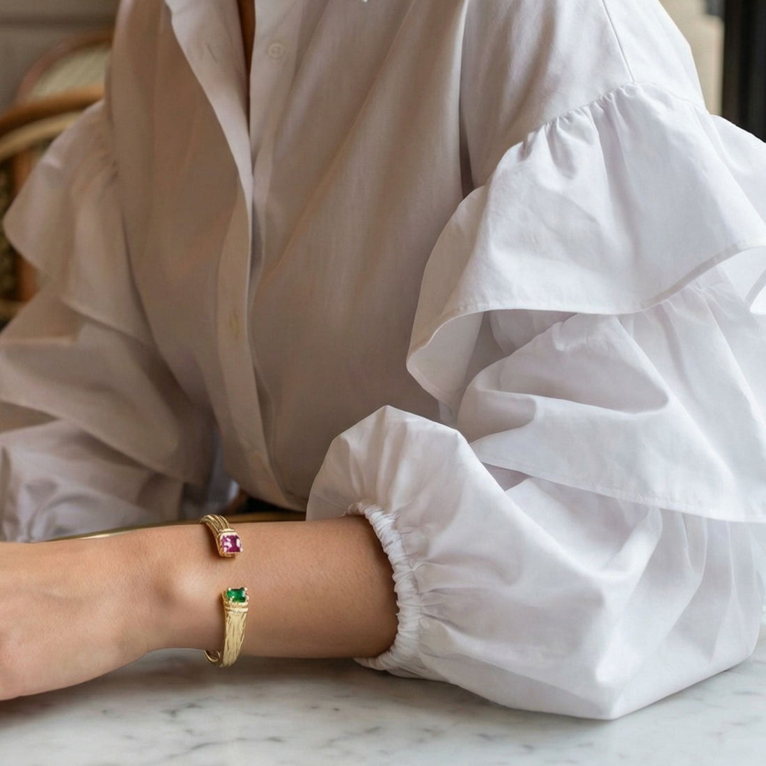 Bracelet jonc Camelia plaqué or 18 carats tendance femme – Jossepo