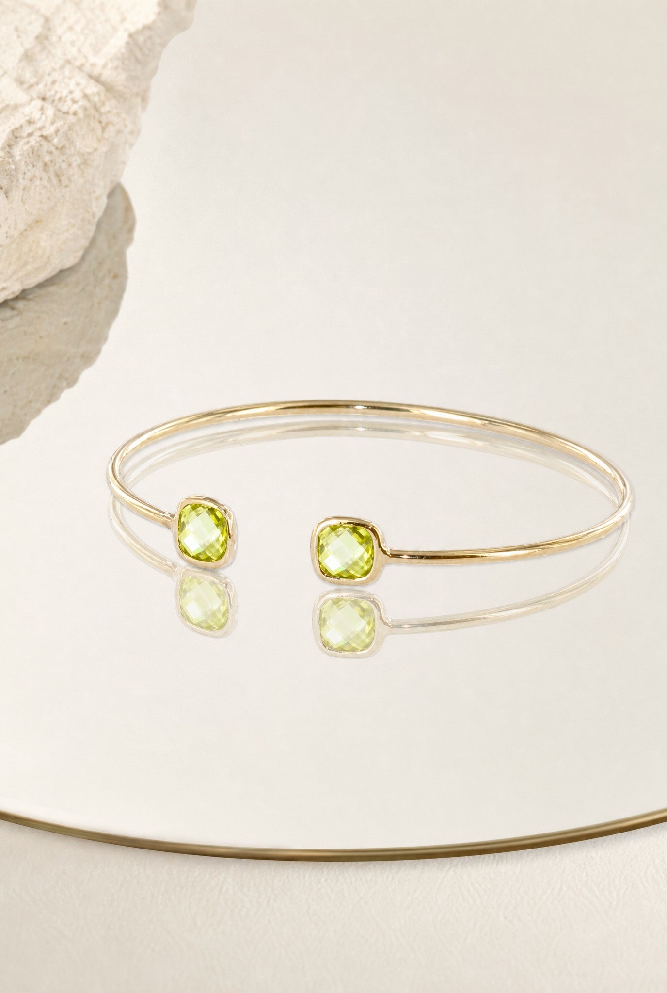 Jonc Citron plaqué or 18 carats pierre jaune élégante femme – Jossepo