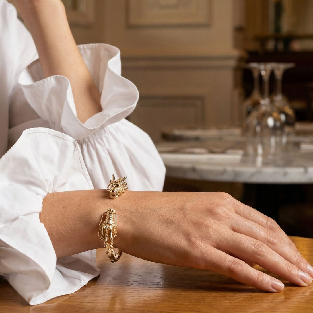 Bracelet jonc Dragon plaqué or 18 carats tendance femme – Jossepo