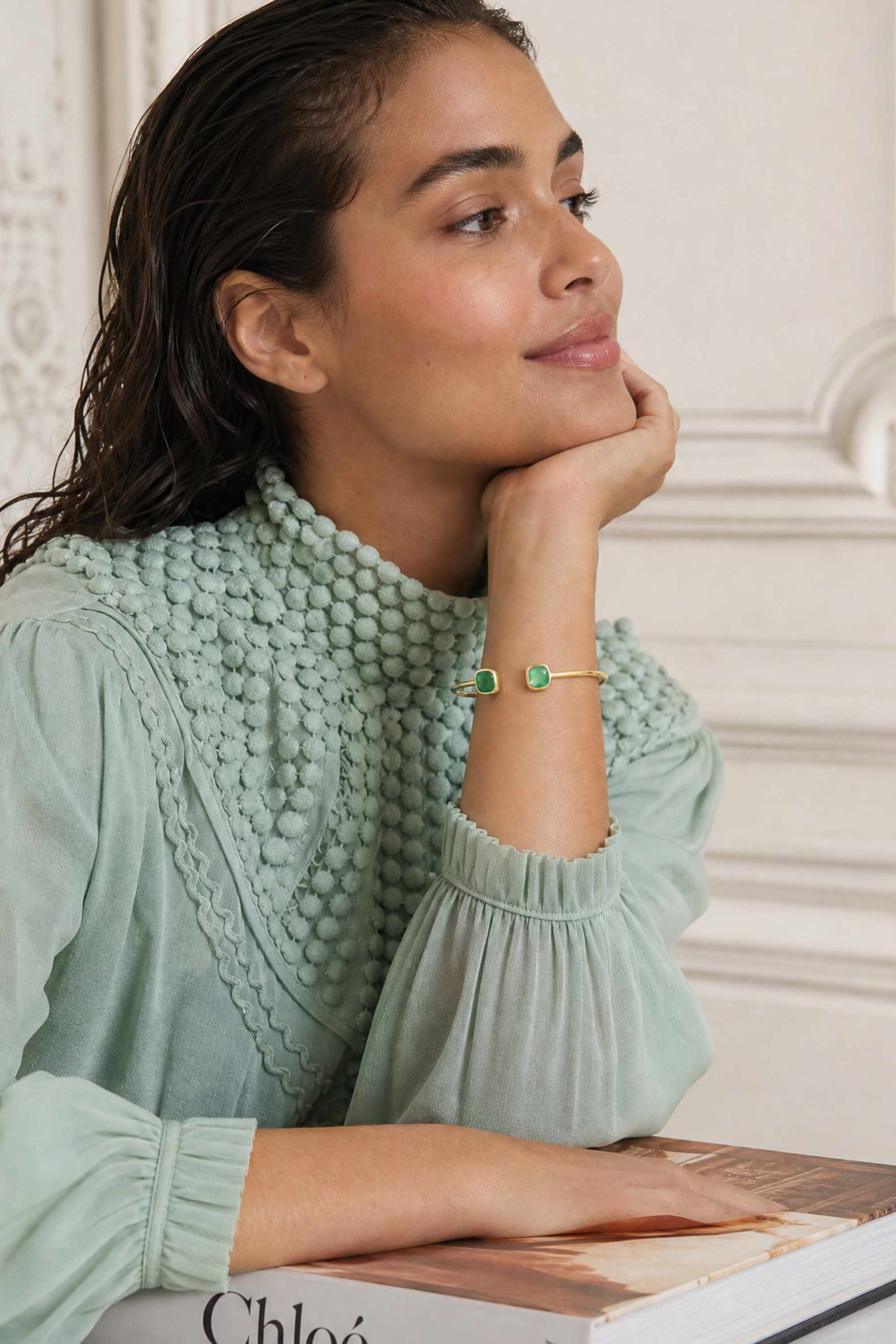 Jonc Esmeralda plaqué or 18 carats tendance femme – Jossepo