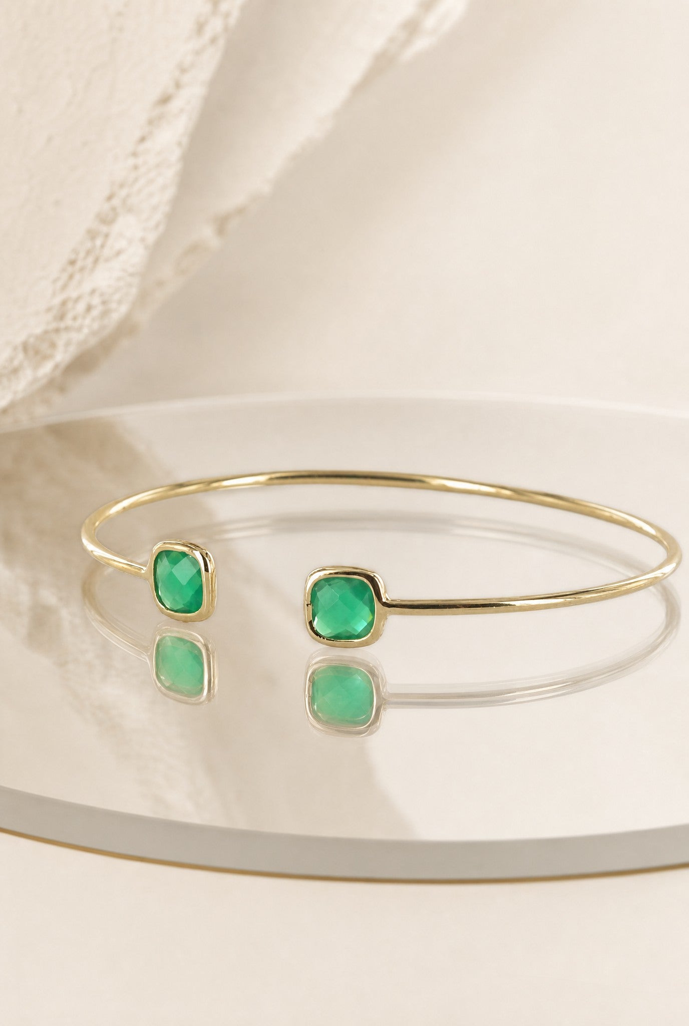 Jonc Esmeralda plaqué or 18 carats bracelet élégant femme – Jossepo