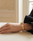 Bracelet jonc animalier lion en plaqué or 18 carats pour femme – Jossepo