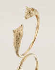 Bracelet jonc doré femme motif loup en plaqué or 18 carats – Jossepo
