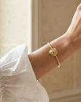 Bracelet jonc animalier tête de lion en plaqué or 18 carats pour femme – Jossepo