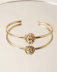 Bracelet jonc doré femme motif tête de lion en plaqué or 18 carats – Jossepo