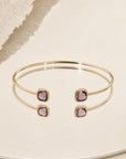 Jonc Violeta plaqué or 18 carats pierre violette élégante femme – Jossepo